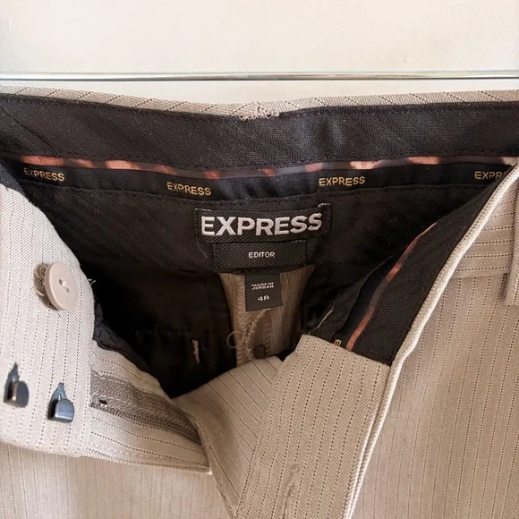 Express Editor Light Taupe Pinstripe Dress Pants - Picture 4 of 7